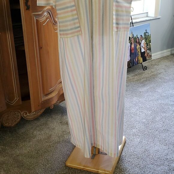 Vandenberg vintage long zipper light weight Robe. Size Medium, striped. Pockets - Picture 2 of 12